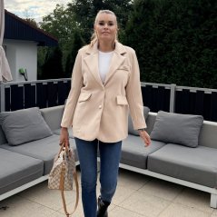Béžové elegantní flaušové sako s podšívkou MINIMAL