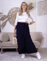 Tmavě modrá dlouhá plisé sukně AURORA