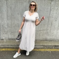 Béžové dlouhé kombinované šaty STELLA