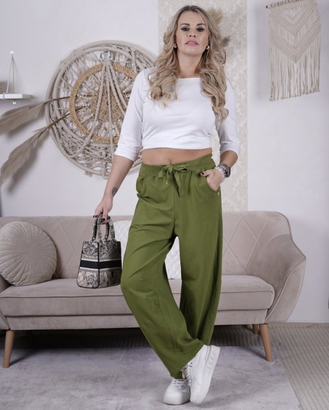 Limetkové zelené trendy balónové kalhoty ELARA LUX