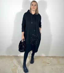 Černé dlouhé mikinové maxi šaty FLY SMILE