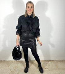 Černá košile zdobená krajkou BLACK ROSE