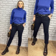 Tmavě modré trendy kalhoty s páskem VICTORY