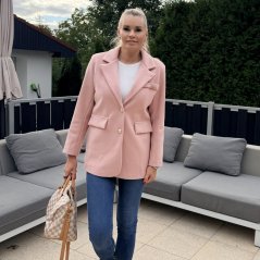 Pudrově růžové elegantní flaušové sako s podšívkou MINIMAL