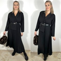 Černé dlouhé plisé šaty LUX CLASSY