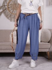 Modré balónové kalhoty s páskem BOHEME