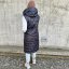 Černá dlouhá stylová prošívaná vesta s kapucí EMMA
