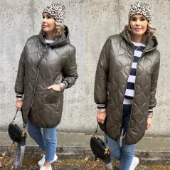Khaki delší přechodová bunda REFINING