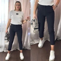 Černé elastické trendy kalhoty CHIC