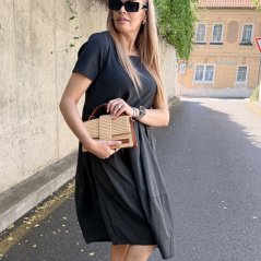 Hnědo-béžová pletená kabelka RAFFIA