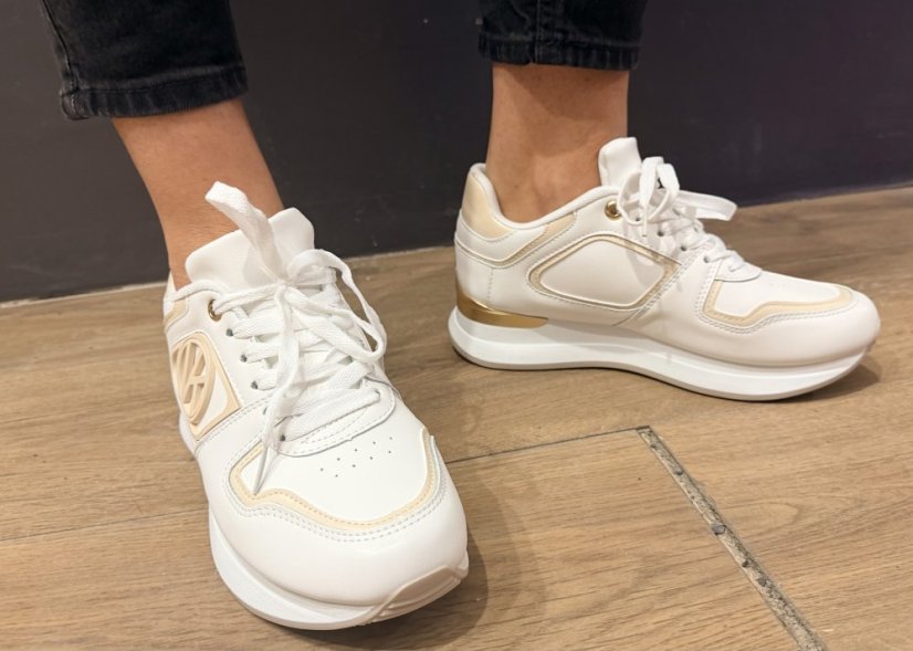 Bílé trendy tenisky s béžovými detaily LUI