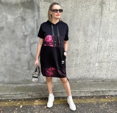 Černé delší kombinované šaty VAZZURA PEONY