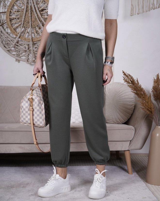 Khaki kalhoty z máslového materiálu MISSA