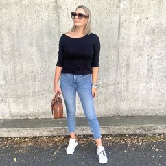 Černé basic tričko s 3/4 rukávem EDENA