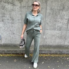 Khaki mušelínové široké kalhoty BECAME