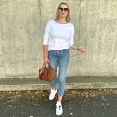 Bílé basic tričko s 3/4 rukávem EDENA