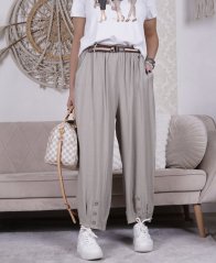 Mokka hnědé balónové kalhoty s páskem BOHEME