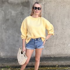 Žlutá prémiová mikina s růžovým nápisem MOMMY