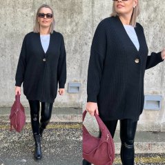 Černý kardigan s knoflíkem LEONES