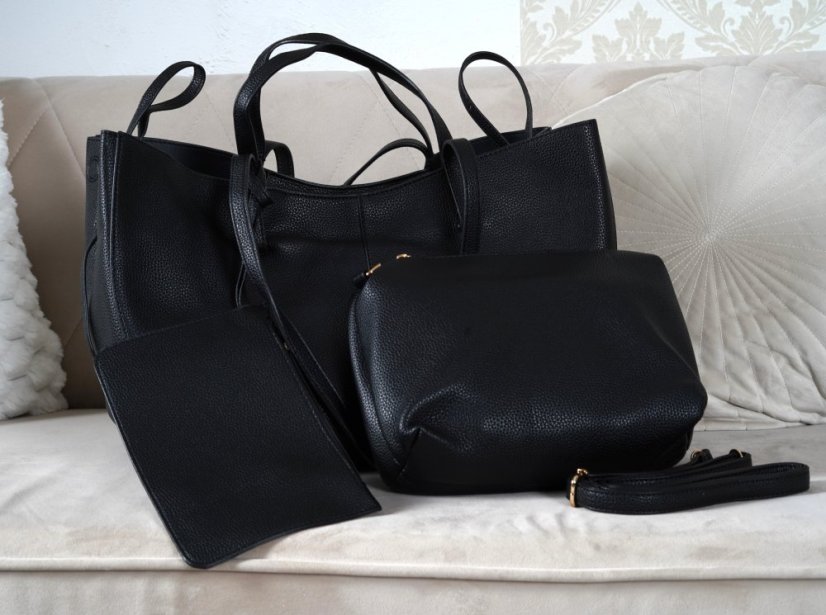 Černá praktická kabelka CITY & MOM BAG POLLA 3v1