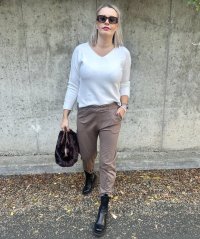 Mokka hnědé trendy kalhoty CITY COMFY