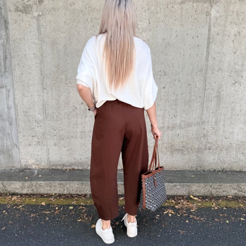 Čokoládově hnědé trendy barrelové kalhoty METFISS