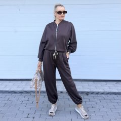 Čokoládově hnědá souprava kalhoty a bomber bunda MELIA