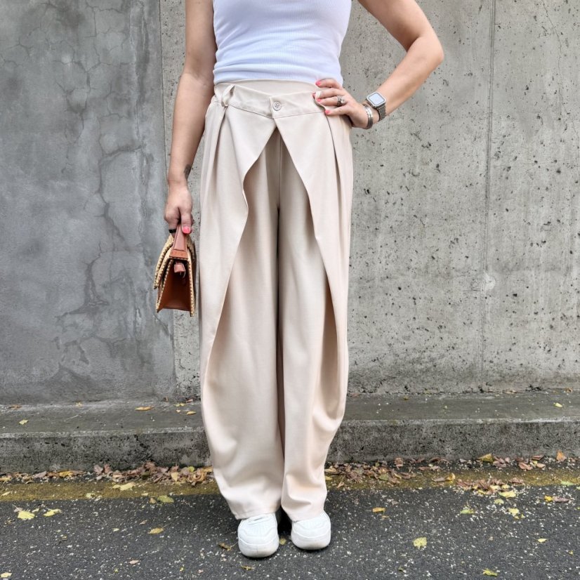 Světle béžové trendy kalhoty s překladem ELYSIA