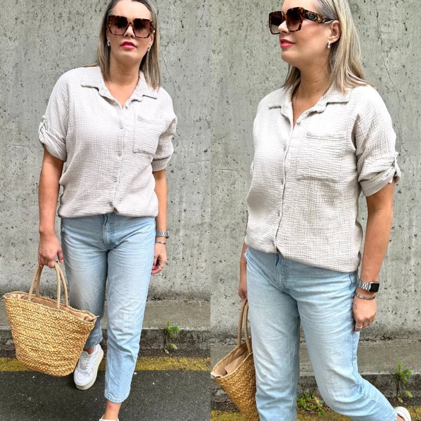 Béžová mušelínová košile ELISHABET - Velikost: UNI