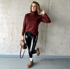 Čokoládově hnědý basic svetr s rolákem FULLER
