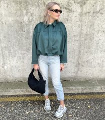 Smaragdově zelená stylová semišová bunda MILANO