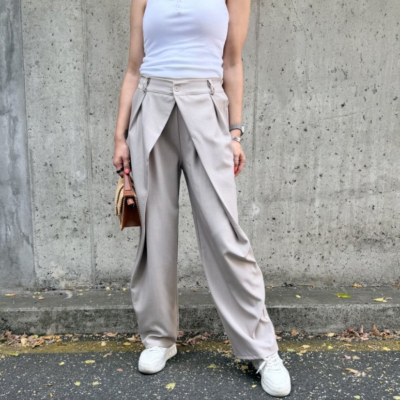 Mokka hnědé trendy kalhoty s překladem ELYSIA