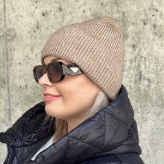 Béžová stylová pletená čepice COZY KNIT