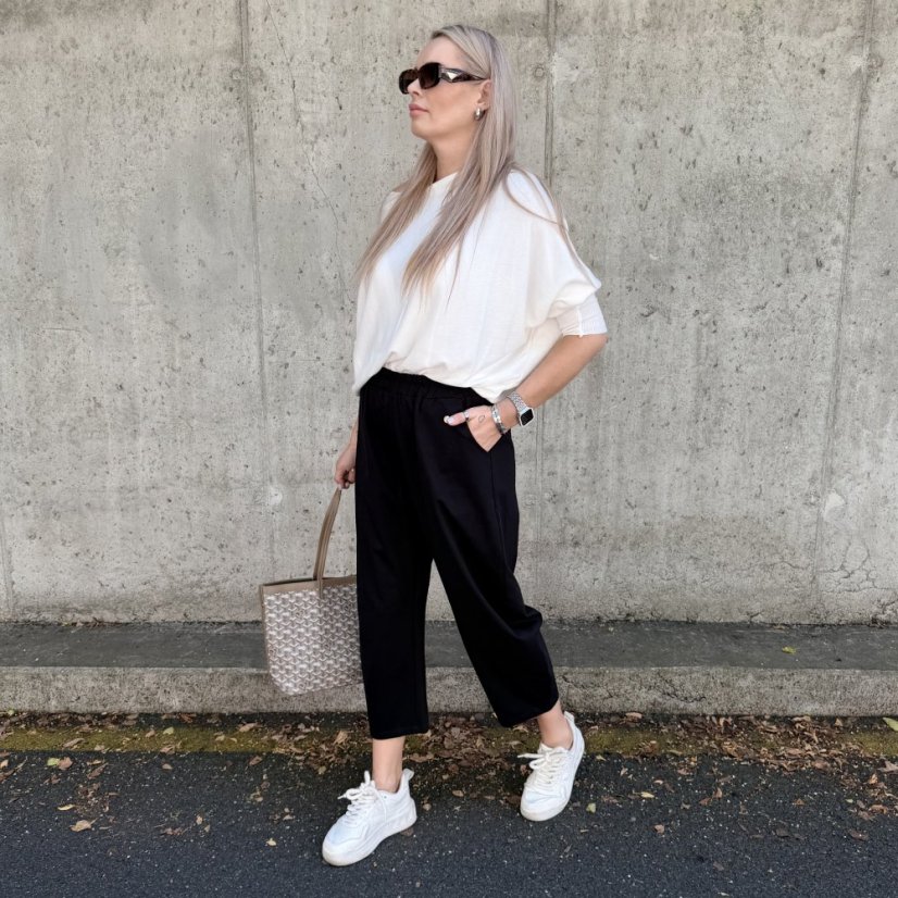 Černé trendy barrelové kalhoty METFISS