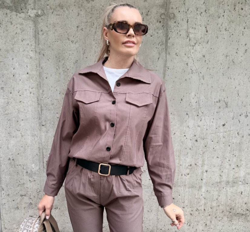 Mokka hnědá  košilová elastická bunda MADISON