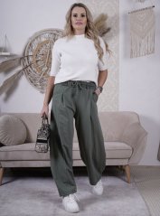 Khaki trendy balónové kalhoty ROUGE