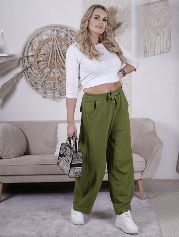 Limetkové zelené trendy balónové kalhoty ELARA LUX