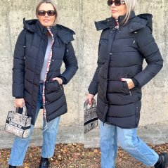 Černý zimní prošívaný kabát NORDIC CHIC