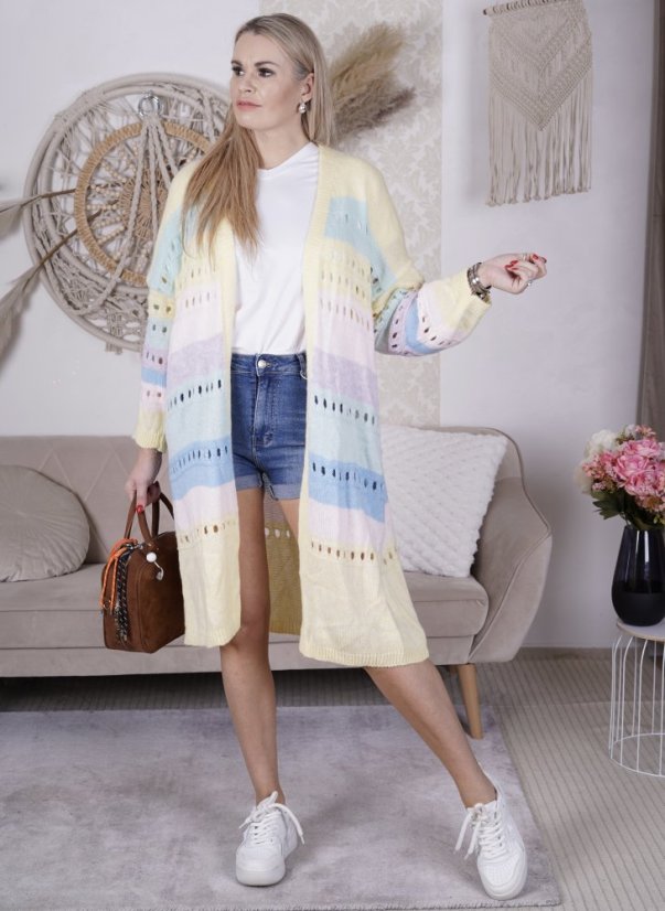 Světle žlutý maxi kardigan VIBES PASTEL