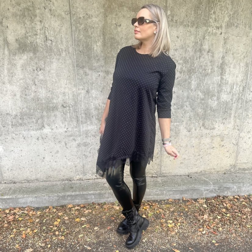 Černé asymetrické šaty/tunika s kamínky STARRY LACE