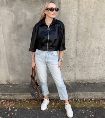 Černá koženková trendy bunda LUX BROOKLYN