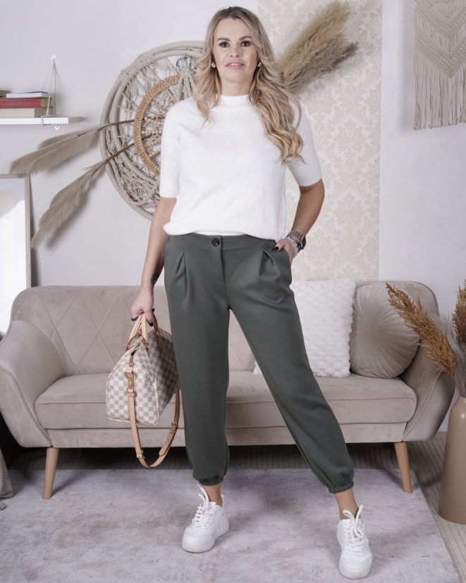 Khaki kalhoty z máslového materiálu MISSA