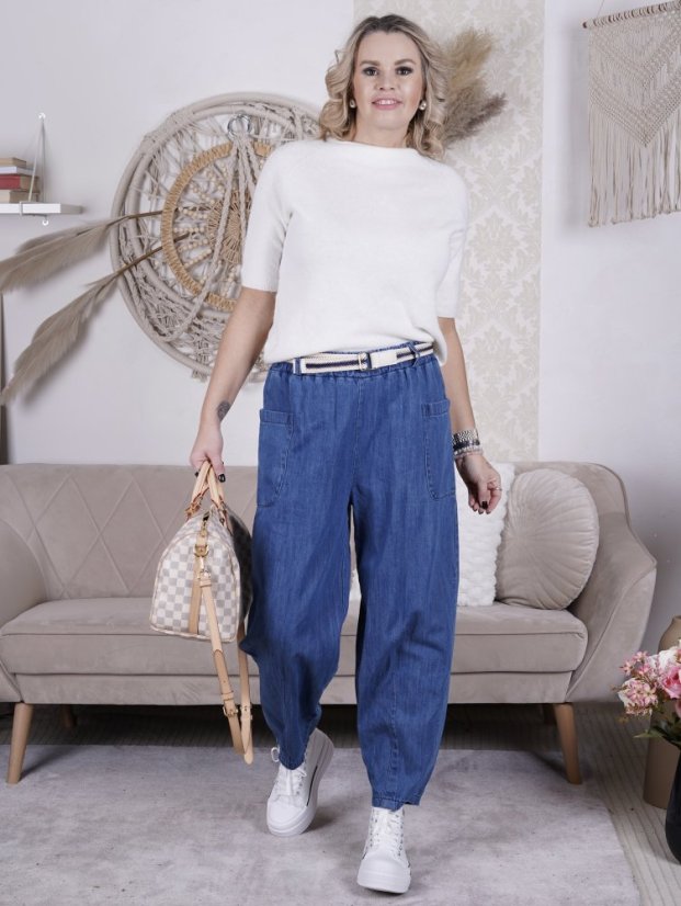 Džínové kalhoty s páskem POCKET DENIM