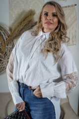 Bílá Krajková oversize košile LUX VEILLE