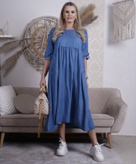 Modré dlouhé džínové šaty STORYS