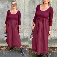 Burgundy červené dlouhé kombinované šaty GETTING