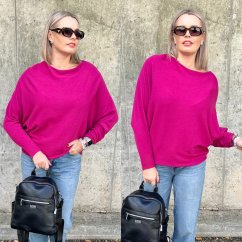 Malinově růžový svetr netopýřího střihu KINGSTAR