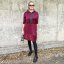 Burgundy červené kombinované šaty z máslového materiálu a flitry  GLAM HOODIE