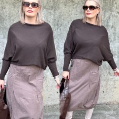 Čokoládově hnědý svetr netopýřího střihu KINGSTAR