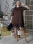 Čokoládově hnědé šaty zdobené krajkou WAWE DRESS